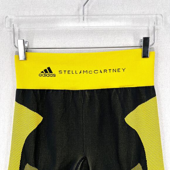 ADIDAS BY STELLA MCCARTNEY Cycling Shorts Large Yellow Logo Waist Seamless Bike - Picture 6 of 15